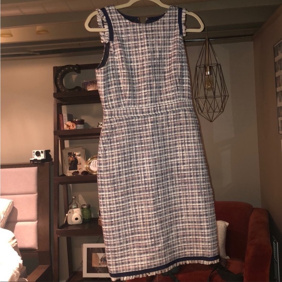 J.CREW TWEED FRINGE SHEATH DRESS RED WHITE BLUE - Picture 8 of 9